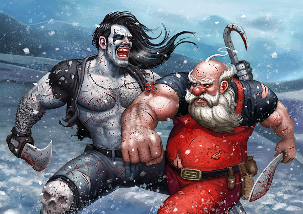 Lobo vs Santa by adam-brown