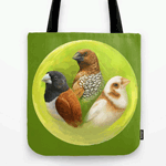 Munia Finches Realistic Painting Tote Bag