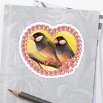 Java Sparrow Finches Realistic Painting Sticker