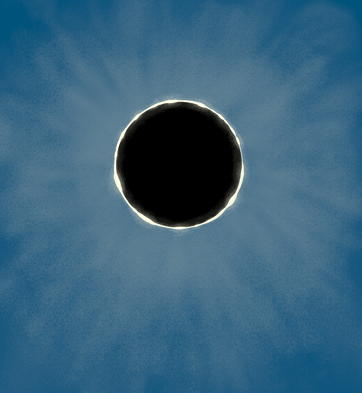  Drawing of the total eclipse of the sun.